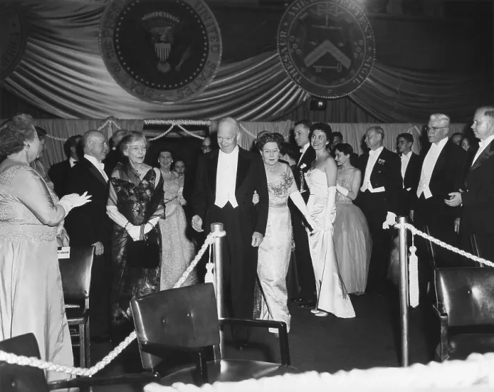 Framed Print : President Eisenhower arrives at an Inaugural ball on Jan. 21, 1957