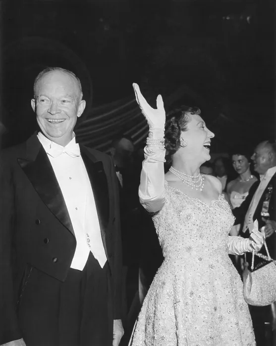 Framed Print : President Eisenhower and First Lady Mamie greeting the crowd at an Inaugural Ball. Jan. 21, 1957 - (BSLOC_2014_16_42) Framed Print : President Eisenhower and First Lady Mamie greeting the crowd at an Inaugural Ball. Jan. 21, 1957 - (BSLOC_2014_16_42)