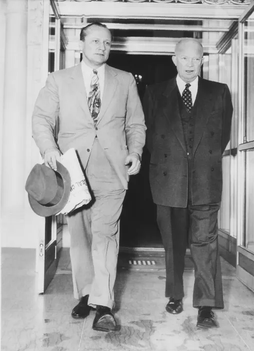 Framed Print : President Eisenhower with Republican Senate Majority leader William F. Knowland of California. Oct. 28, 1953 (CSU_2015_7_360) Framed Print : President Eisenhower with Republican Senate Majority leader William F. Knowland of California. Oct. 28, 1953 (CSU_2015_7_360)
