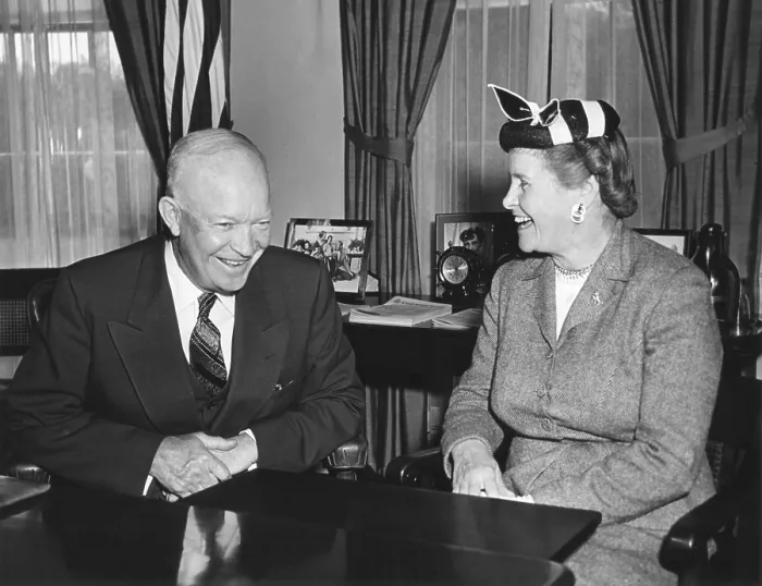 Framed Print : President Eisenhower with Senator Eva Kelley Bowring, a Republican from Nebraska. May 1, 1954. She was appointed to the U.S