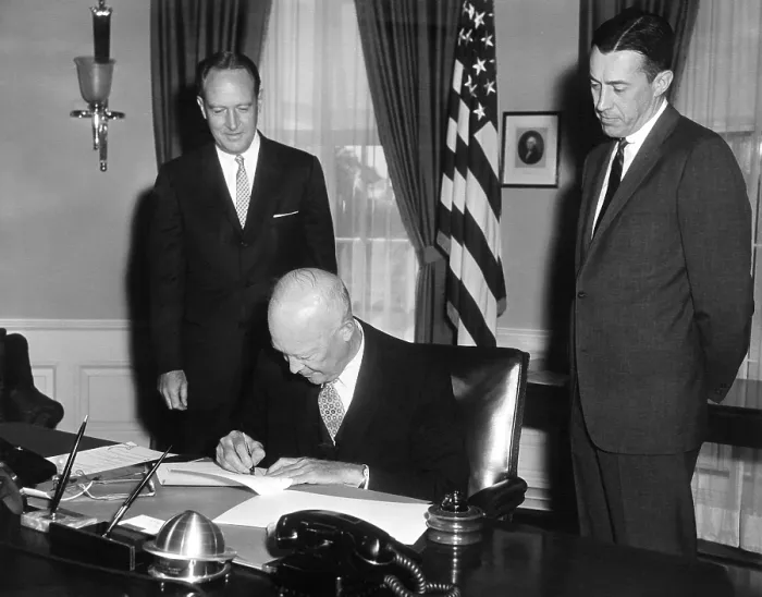 Framed Print : President Eisenhower signing the Civil Rights Bill of 1960. May 6, 1960