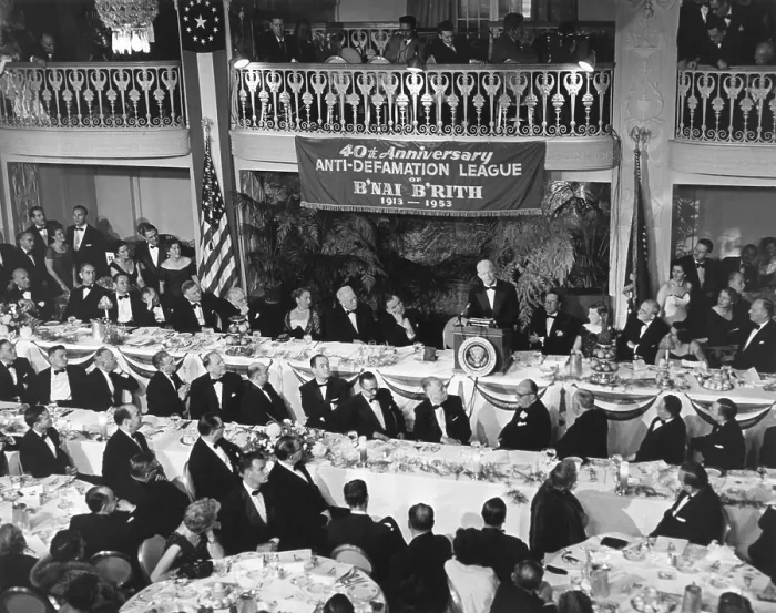 Framed Print : President Eisenhower speaks at the B'nai B'rith dinner on Nov. 23, 1953. The occasion celebrated the 40th Anniversary of Anti-Defamation League. - (BSLOC_2014_16_68) Framed Print : President Eisenhower speaks at the B'nai B'rith dinner on Nov. 23, 1953. The occasion celebrated the 40th Anniversary of Anti-Defamation League. - (BSLOC_2014_16_68)