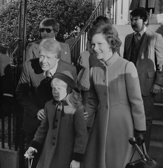 Framed Print : President-elect Jimmy Carter with wife Rosalynn and daughter Amy Carter on Inauguration Day. Jan. 20, 1977 (BSLOC_2016_14_110)