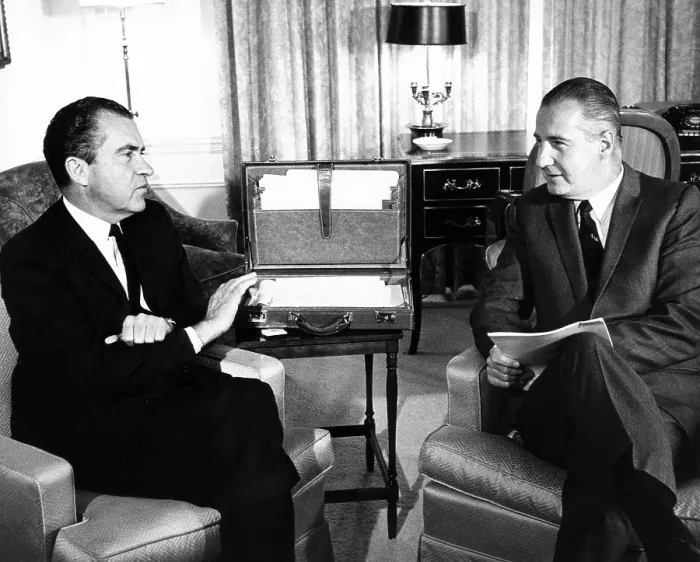 Framed Print : President-elect Nixon meets with Vice President-elect Spiro Agnew after their election victory. Nov. 27, 1968. (CSU_ALPHA_388) CSU Archives / Everett Collection Framed Print : President-elect Nixon meets with Vice President-elect Spiro Agnew after their election victory. Nov. 27, 1968. (CSU_ALPHA_388) CSU Archives / Everett Collection