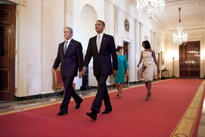 Framed Print : President and First Lady hosted a ceremony to unveil the Bushes official portraits. President Barack and Michelle Obama, walk with former President George W Framed Print : President and First Lady hosted a ceremony to unveil the Bushes official portraits. President Barack and Michelle Obama, walk with former President George W