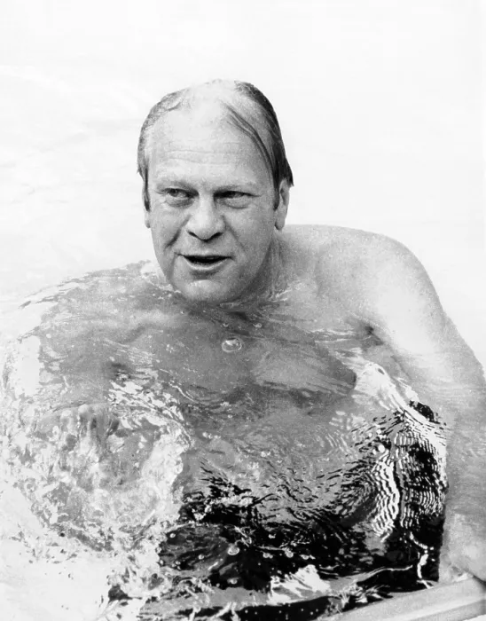 Framed Print : President Ford swimming in the new White House Swimming pool. July 5, 1975. (CSU_ALPHA_411) CSU Archives / Everett Collection