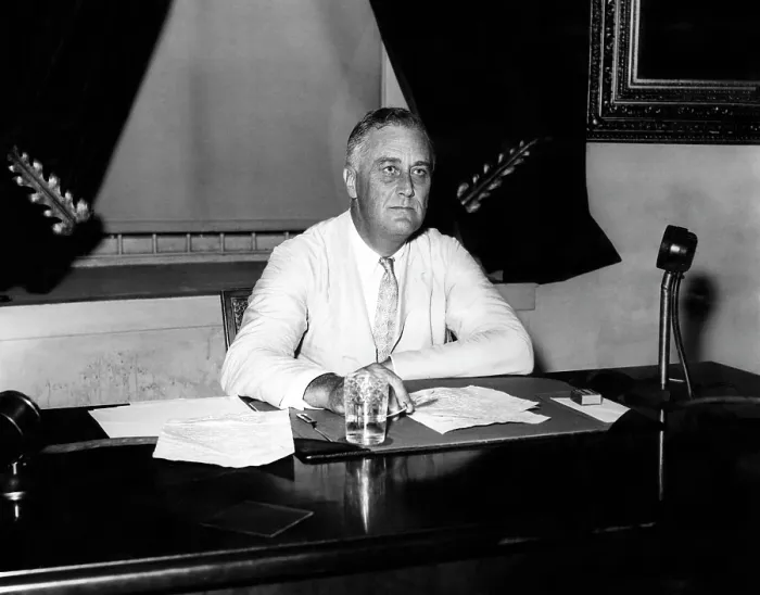 Framed Print : President Franklin D. Roosevelt (1882-1945), in the Oval Office, circa 1933. Courtesy: CSU Archives / Everett Collection