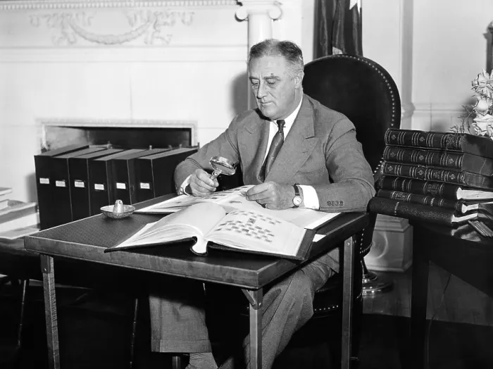 Framed Print : President Franklin Roosevelt cataloging his extensive stamp collection. May 5, 1936. (CSU_ALPHA_137) CSU Archives / Everett Collection