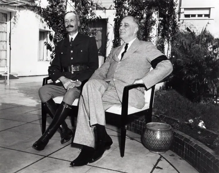 Framed Print : President Franklin Roosevelt photographed with French General Henri Honore Giraud, Jan. 1943 Framed Print : President Franklin Roosevelt photographed with French General Henri Honore Giraud, Jan. 1943