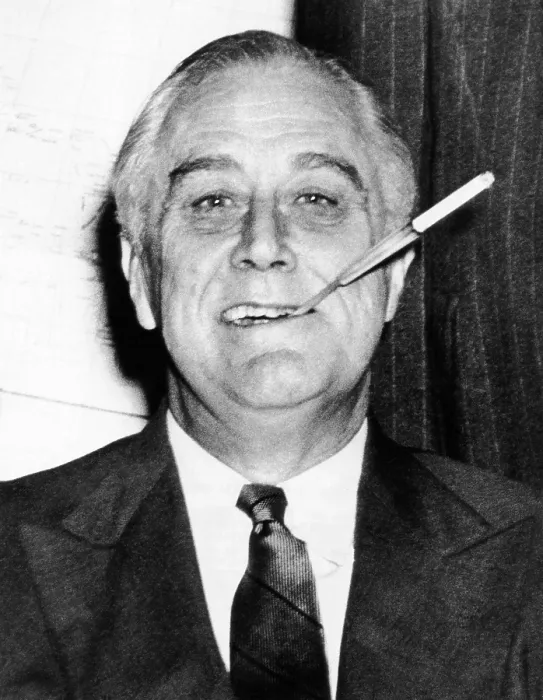 Framed Print : President Franklin Roosevelt in his White House study with his trademark long cigarette holder. 1943. (CSU_ALPHA_17) CSU Archives / Everett Collection