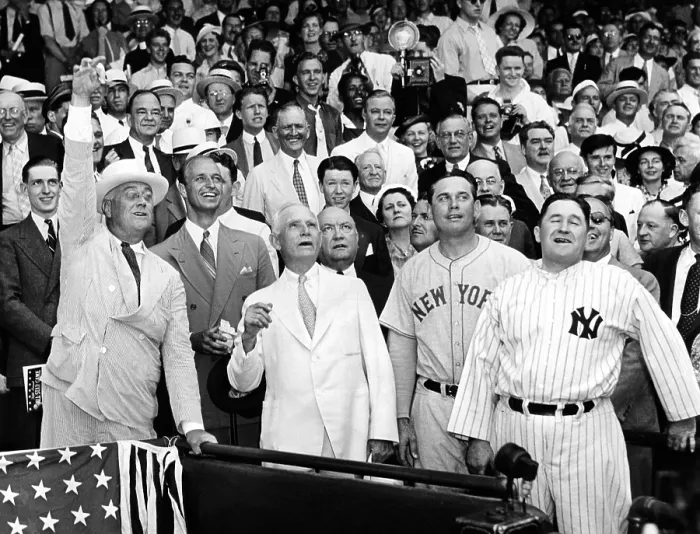 Framed Print : President Franklin tossed out the ball starting the All-Star game in Griffith Stadium, Washington Framed Print : President Franklin tossed out the ball starting the All-Star game in Griffith Stadium, Washington