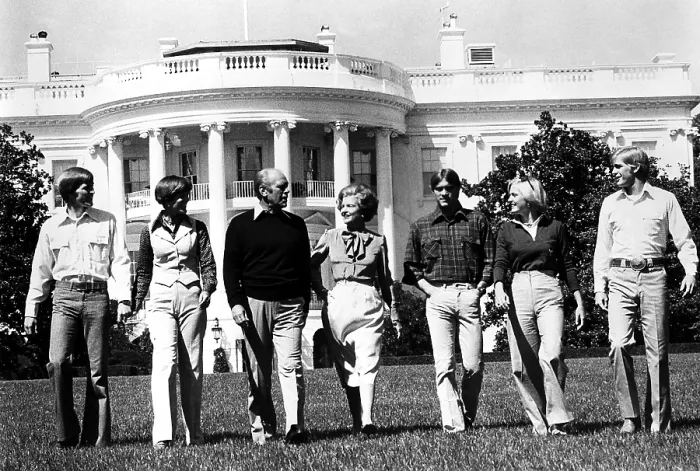 Framed Print : President Gerald Ford, Betty Ford and family on the South Lawn of the White House, 1970s. Courtesy: CSU Archives  /  Everett Collection