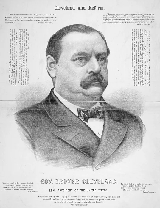 Framed Print : President Grover Cleveland, broadside celebrating Cleveland's inauguration. 1885