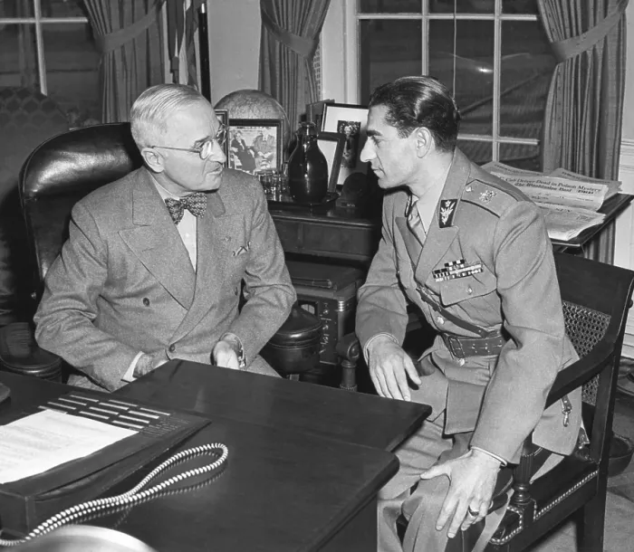 Framed Print : President Harry S. Truman with the Shah of Iran in the Oval Office. Nov. 18, 1949