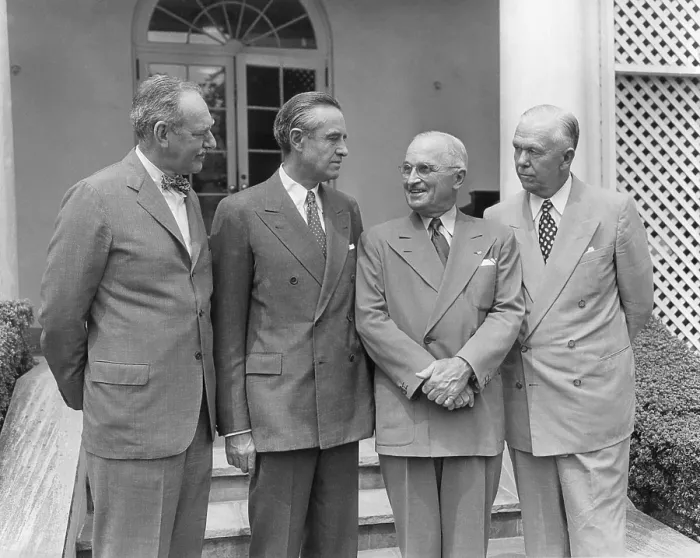 Framed Print : President Harry Truman with the men who guided U.S. policy through the first years of the Cold War. July 13, 1951 Framed Print : President Harry Truman with the men who guided U.S. policy through the first years of the Cold War. July 13, 1951