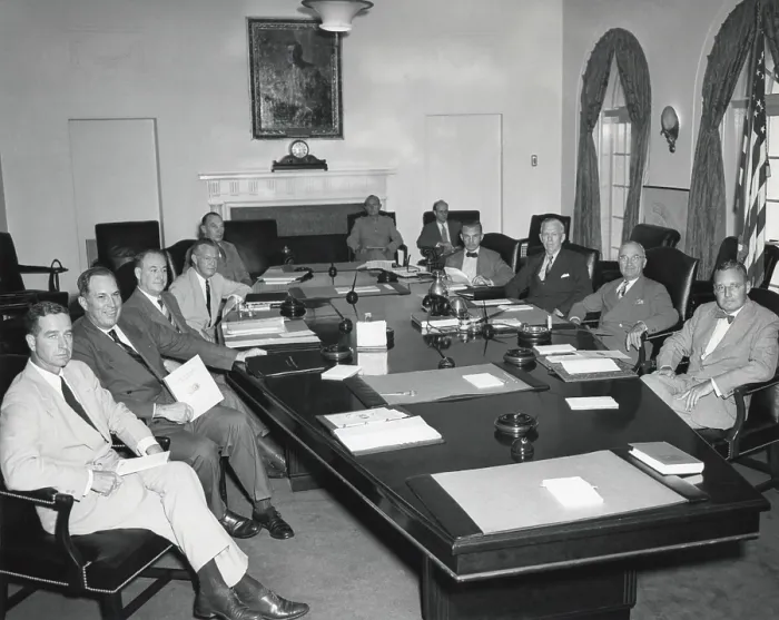 Framed Print : President Harry Truman with National Security Council, Aug. 19, 1948. Established in 1947, its members were from civilian, military, and intelligence agencies Framed Print : President Harry Truman with National Security Council, Aug. 19, 1948. Established in 1947, its members were from civilian, military, and intelligence agencies