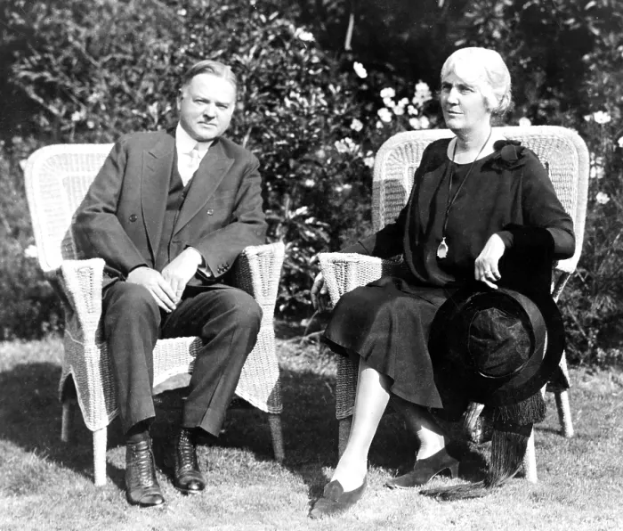 Framed Print : President Herbert Hoover (1874-1964) with First Lady Lou Henry Hoover (1874-1944). Mrs. Hoover was a Stanford educated geologist and active First Lady