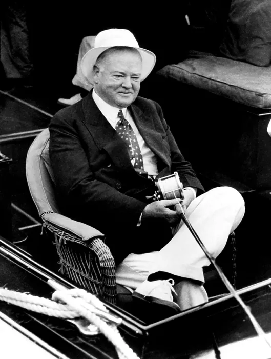 Framed Print : Former President Herbert Hoover fishing at Miami Beach. ca 1936. Courtesy CSU Archives / Everett Collection
