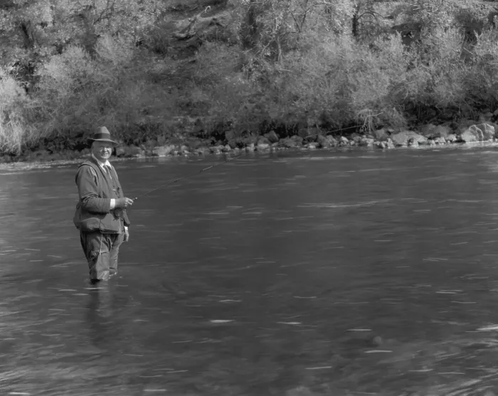 Framed Print : Former President Herbert Hoover fly-fishes for steelhead trout on the Klamath River. California, 1933 Framed Print : Former President Herbert Hoover fly-fishes for steelhead trout on the Klamath River. California, 1933