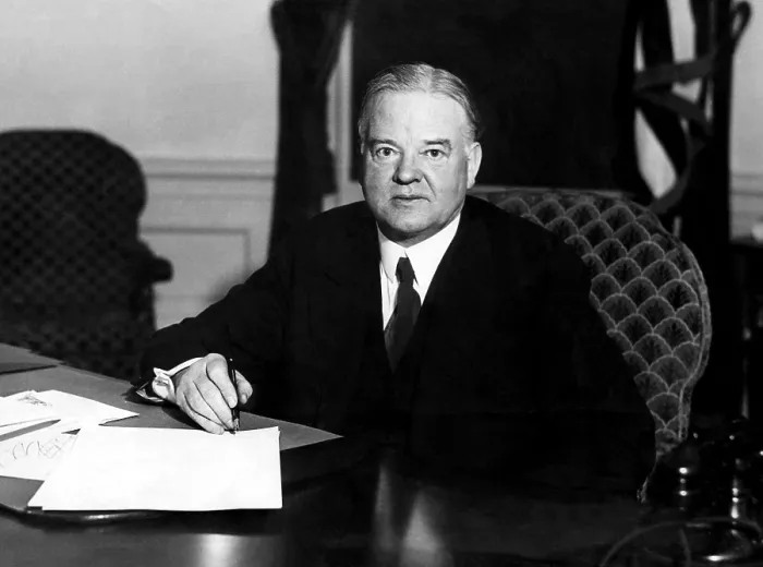 Framed Print : President Herbert Hoover signs unemployment relief bills passed by congress, ca 1939. Courtesy CSU Archives / Everett Collection
