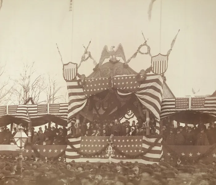 Framed Print : President James Garfield in reviewing stand at inauguration ceremonies, March 4, 1881 Framed Print : President James Garfield in reviewing stand at inauguration ceremonies, March 4, 1881