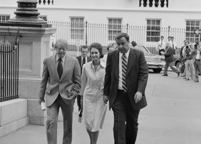 Framed Print : President Jimmy Carter with his close friend Georgia banker Bert Lance and his wife LaBelle