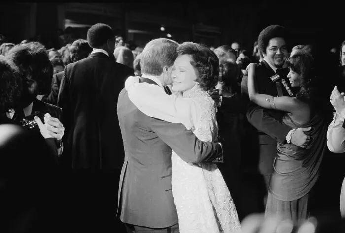 Framed Print : President Jimmy Carter and First Lady Rosalynn Carter dancing at an inaugural ball. Jan. 20, 1977. (BSLOC_2015_14_70)