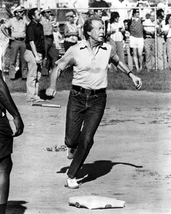 Framed Print : President Jimmy Carter reaches home base in a softball game during a vacation, 1977. Courtesy: CSU Archives / Everett Collection Framed Print : President Jimmy Carter reaches home base in a softball game during a vacation, 1977. Courtesy: CSU Archives / Everett Collection