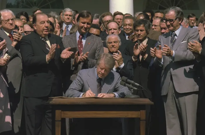 Framed Print : President Jimmy Carter signing Public Works Employment and Economic Stimulus Appropriations Bills Framed Print : President Jimmy Carter signing Public Works Employment and Economic Stimulus Appropriations Bills