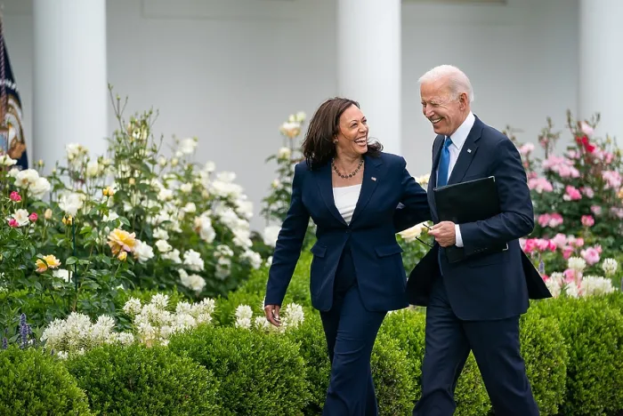 Framed Print : President Joe Biden, joined by Vice President Kamala Harris after delivering remarks on the CDC's updated guidance on mask wearing for vaccinated individuals, May 13, 2021 Framed Print : President Joe Biden, joined by Vice President Kamala Harris after delivering remarks on the CDC's updated guidance on mask wearing for vaccinated individuals, May 13, 2021