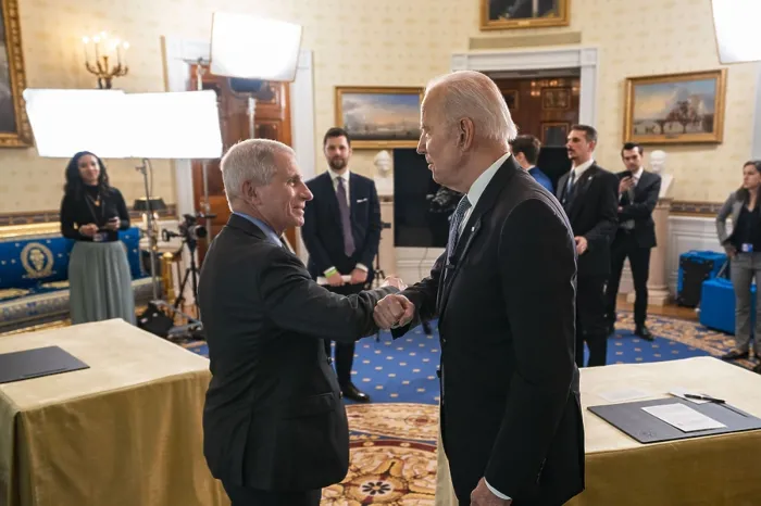 Framed Print : President Joe Biden and Chief Medical Adviser Dr. Anthony Fauci touch elbows before a Covid-19 townhall in the White House Blue Room. May 17, 2021 (BSLOC_2021_11_11) Framed Print : President Joe Biden and Chief Medical Adviser Dr. Anthony Fauci touch elbows before a Covid-19 townhall in the White House Blue Room. May 17, 2021 (BSLOC_2021_11_11)
