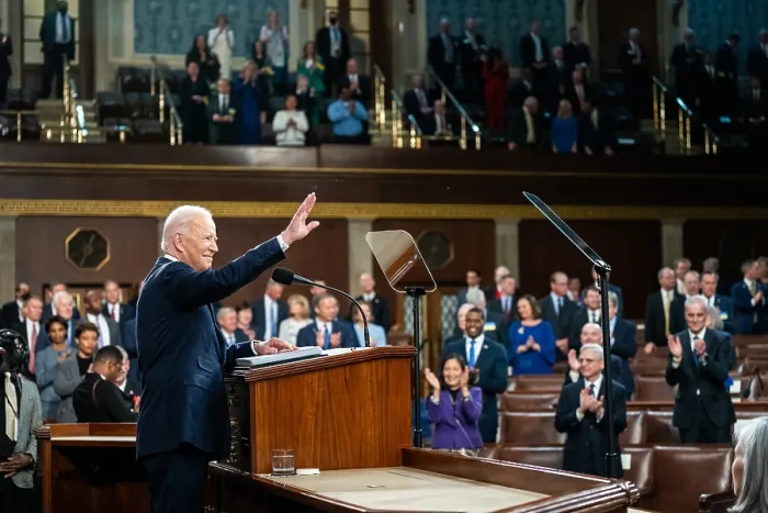Framed Print : President Joe Biden delivers his State of the Union address to a joint session of Congress, March 1, 2022, in the House Chamber of the US Capitol Framed Print : President Joe Biden delivers his State of the Union address to a joint session of Congress, March 1, 2022, in the House Chamber of the US Capitol