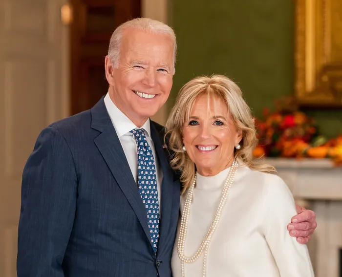 Framed Print : President Joe Biden and First Lady Jill Biden on Nov. 22, 2021, when they were recording a Thanksgiving video message. (BSLOC_2022_3_4)