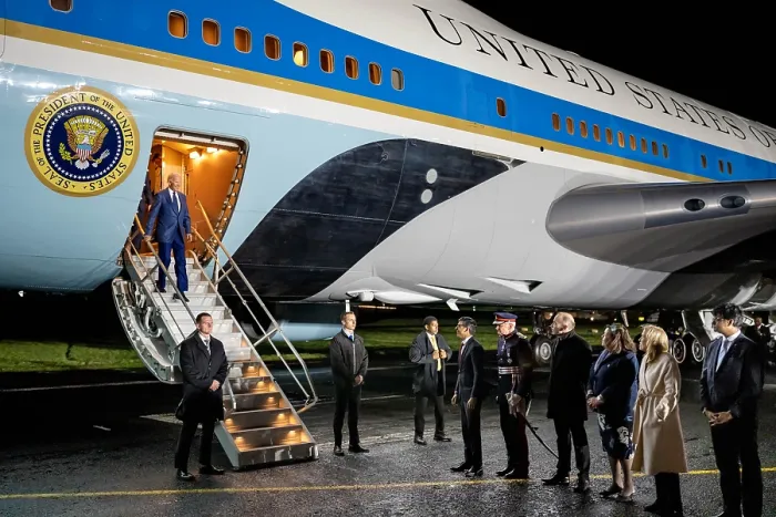 Framed Print : President Joe Biden is greeted by UK Prime Minister Rishi Sunak and other officials at Belfast international Airport, April 11, 2023, in Northern Ireland Framed Print : President Joe Biden is greeted by UK Prime Minister Rishi Sunak and other officials at Belfast international Airport, April 11, 2023, in Northern Ireland
