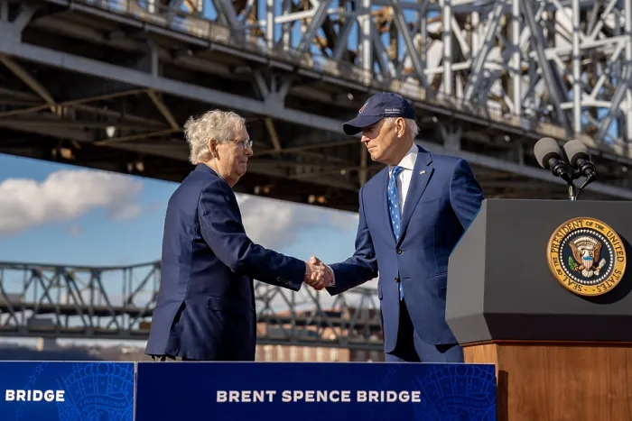 Framed Print : President Joe Biden, greets Republican Senate Minority Leader, Mitch McConnell, of Kentucky, Jan. 4, 2023