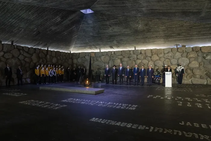 Framed Print : President Joe Biden lights the Eternal Flame and participates in a wreath-laying ceremony, July 13, 2022, at Yad Vashem, the Holocaust History Museum in Jerusalem