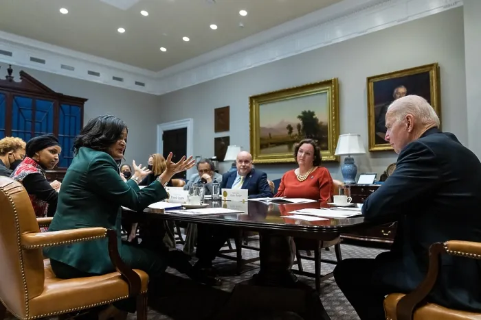 Framed Print : President Joe Biden meets with the Congressional Progressive Caucus on March 30, 2022 Framed Print : President Joe Biden meets with the Congressional Progressive Caucus on March 30, 2022