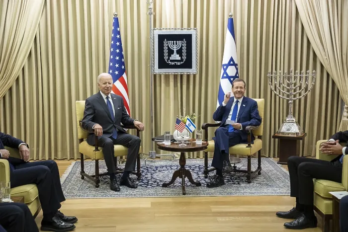 Framed Print : President Joe Biden meets with Israeli President Isaac Herzog, July 14, 2022. As President, Herzog is legal head of state, but only holds an apolitical and ceremonial role Framed Print : President Joe Biden meets with Israeli President Isaac Herzog, July 14, 2022. As President, Herzog is legal head of state, but only holds an apolitical and ceremonial role