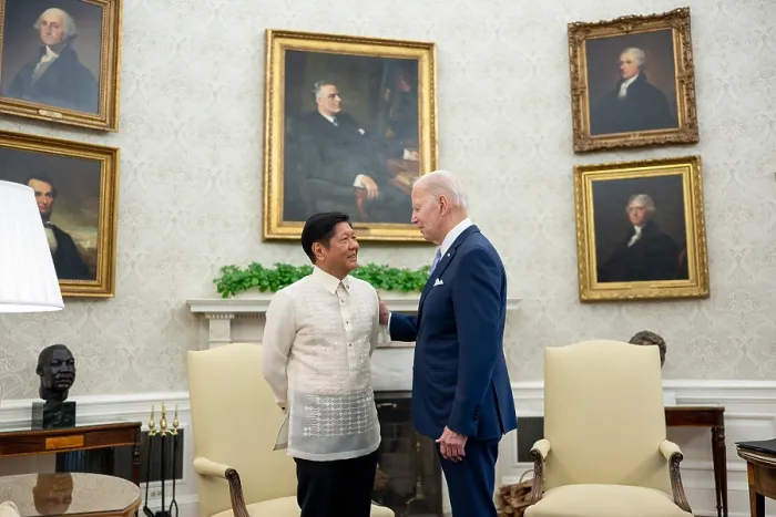 Framed Print : President Joe Biden meets with Philippines President Ferdinand Marcos Jr. in the Oval Office of the White House. May 1, 2023