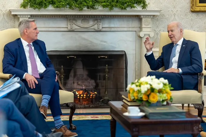 Framed Print : President Joe Biden meets with Republic Speaker of the House Kevin McCarthy (R-Calif.), Feb. 1, 2023, in the White House Oval Office