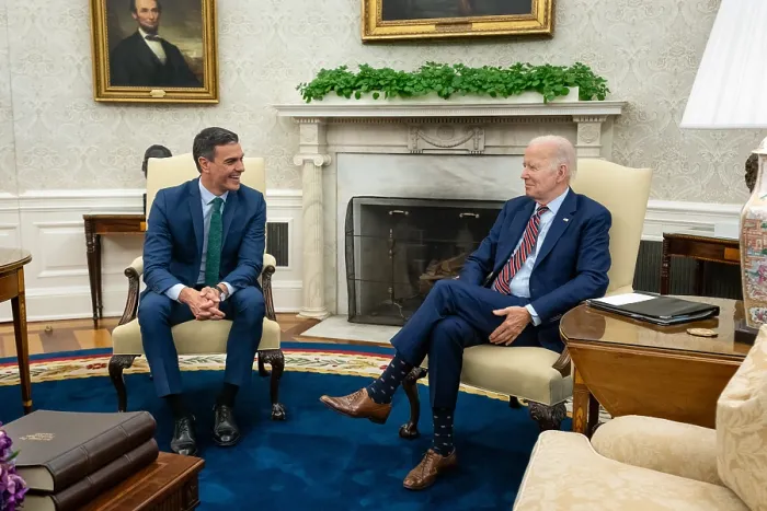 Framed Print : President Joe Biden meets with Spanish President Pedro Sanchez, in the Oval Office, May 12, 2023