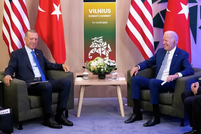 Framed Print : President Joe Biden meets with Turkish President Recep Tayyip Erdogan, July 11, 2023, at the NATO Summit in Vilnius Lithuania Framed Print : President Joe Biden meets with Turkish President Recep Tayyip Erdogan, July 11, 2023, at the NATO Summit in Vilnius Lithuania