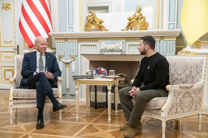 Framed Print : President Joe Biden meets with Ukrainian President Volodymyr Zelenskyy at Mariinsky Palace, Feb. 20, 2023 (BSLOC_2023_6_3) Framed Print : President Joe Biden meets with Ukrainian President Volodymyr Zelenskyy at Mariinsky Palace, Feb. 20, 2023 (BSLOC_2023_6_3)