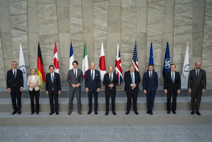 Framed Print : President Joe Biden poses for a group photo with G7 leaders, March 24, 2022 Framed Print : President Joe Biden poses for a group photo with G7 leaders, March 24, 2022