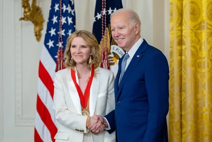 Framed Print : President Joe Biden presents the 2021 National Humanities Medal to Tara Westover, March 21, 2023