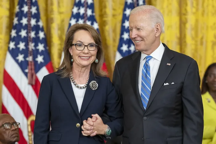 Framed Print : President Joe Biden presents the Medal of Freedom to former Congresswoman, Gabby Giffords, July 7, 2022