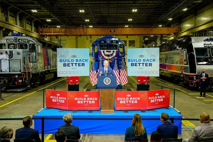 Framed Print : President Joe Biden promotes his Build Back Better Agenda, and the Bipartisan Infrastructure Deal regarding their investment in public transit. Oct