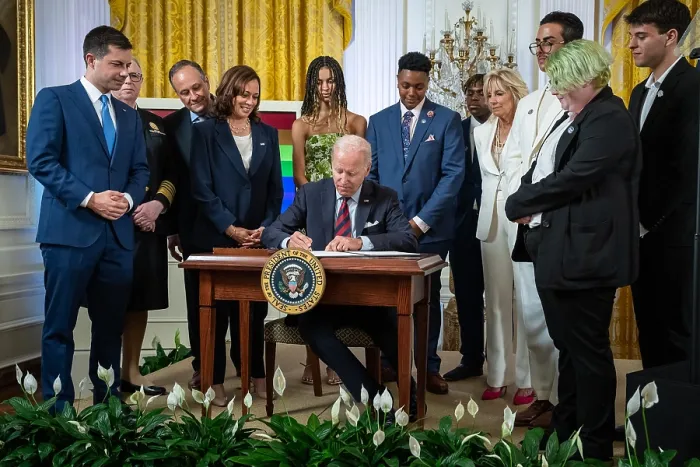 Framed Print : President Joe Biden signs an executive order protecting members of the LGBTQIA+ community, June 15, 2022 Framed Print : President Joe Biden signs an executive order protecting members of the LGBTQIA+ community, June 15, 2022