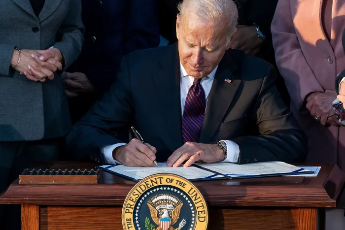 Framed Print : President Joe Biden signs the Infrastructure Investment and Jobs Act, Nov. 15, 2021