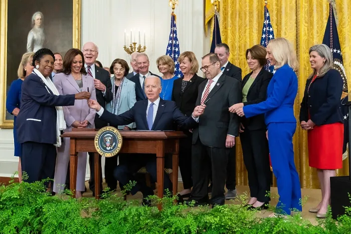 Framed Print : President Joe Biden, signs the Victims of Crime Act Fix to Sustain the Crime Victims Fundinto law, July 22, 2021